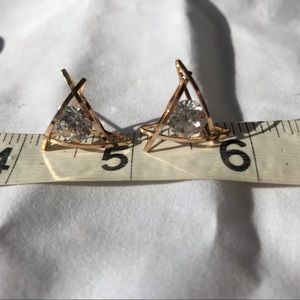 18k Y Gold Plated AAA Zirconia Triangle Earrings!